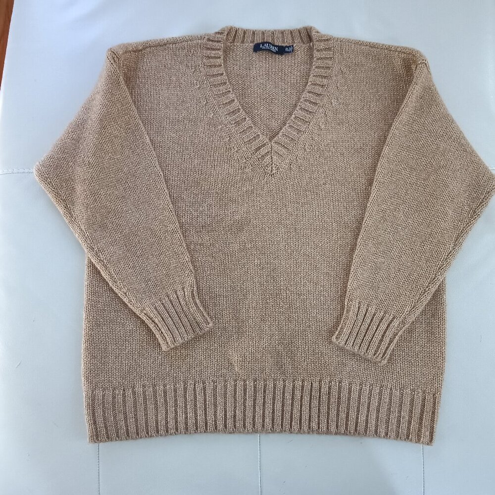 Lauren Ralph Lauren Tan Glimmer Metallic Sweater NWoT - Picture 1 of 5
